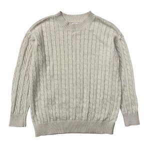 Gap Teen Cable Knit Oversized Fisherman Sweater‎ Cream 18 / 20 XL Organic Cotton